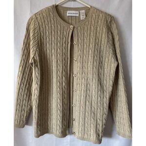 Alfred Dunner Beige Vintage Button Up Cardigan‎ Sweater Women's Size S